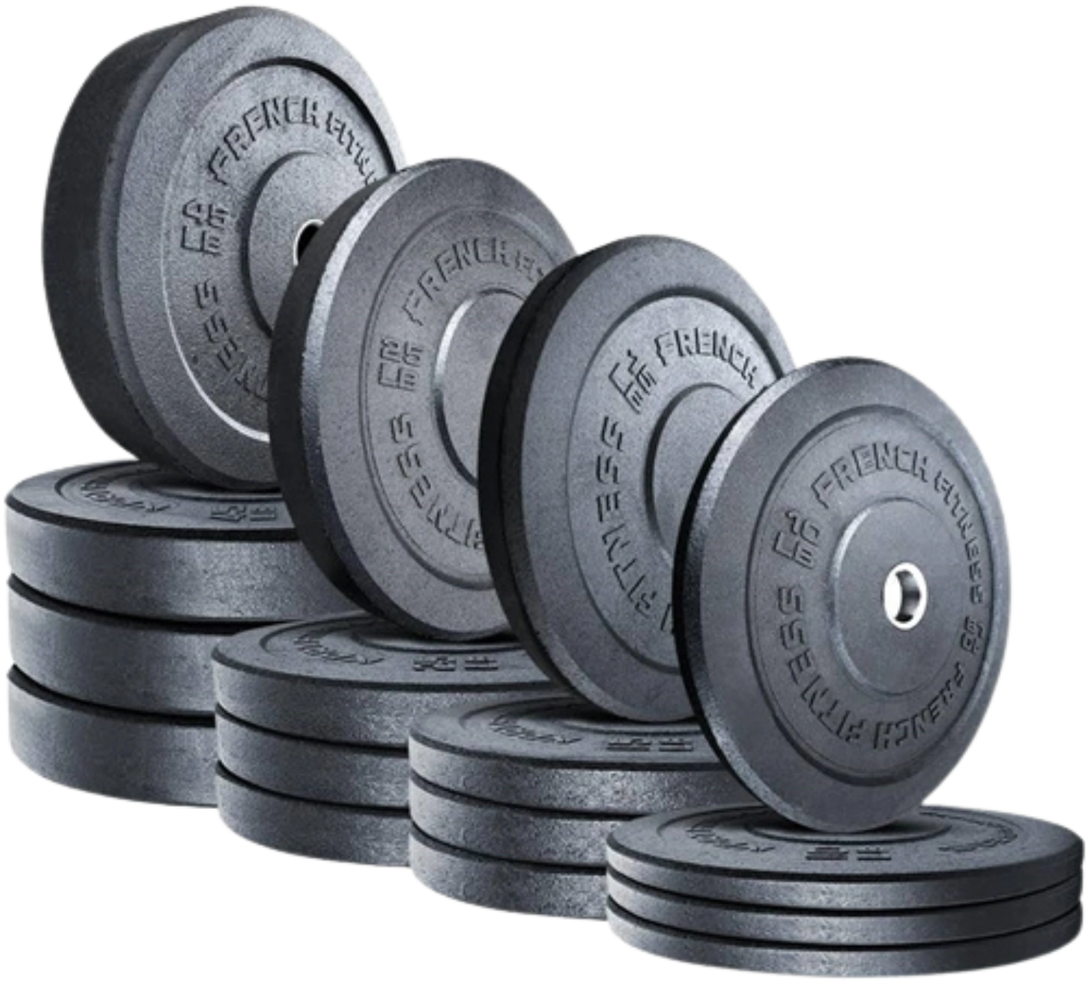 French Fitness Olympic Bumper Plate Set 380 lbs - Crumb Rubber (New)