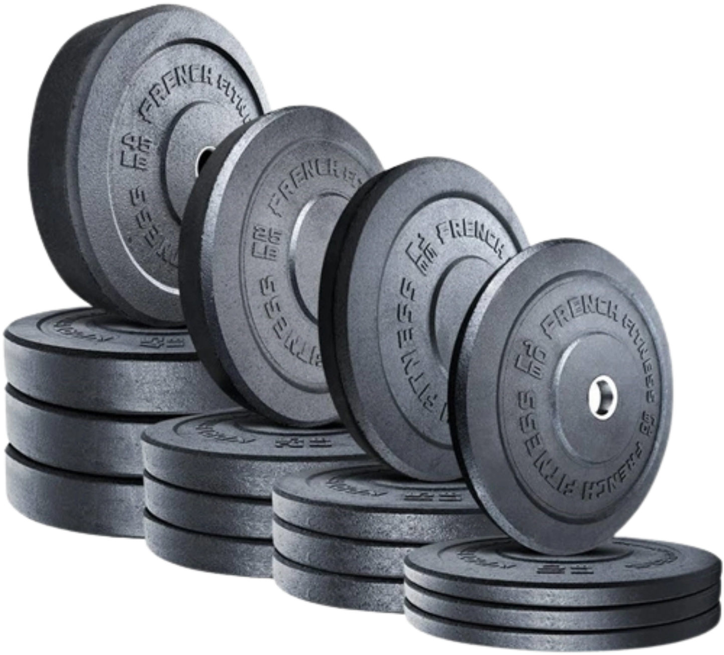 French Fitness Olympic Bumper Plate Set 380 lbs - Crumb Rubber (New)
