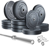 French Fitness Olympic Bumper Plates Set w/7 ft Olympic Bar 425 lbs - Crumb Rubber (New)