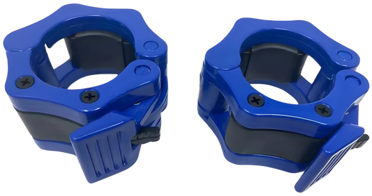 French Fitness Blue ABS Olympic Jaw Lock Collars / Clamps (Pair) (New)