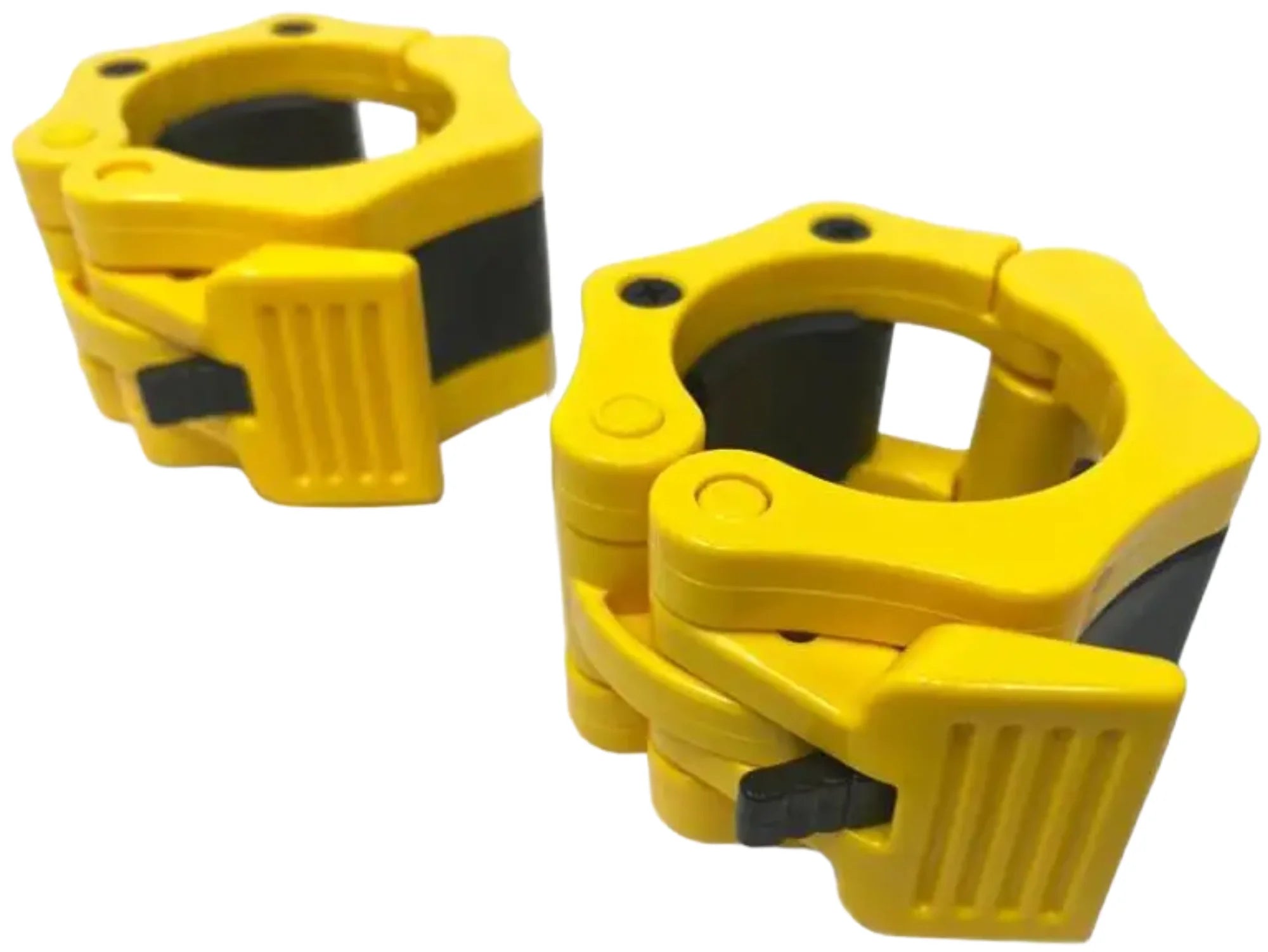 French Fitness Yellow ABS Olympic Jaw Lock Collars / Clamps (Pair) (New)