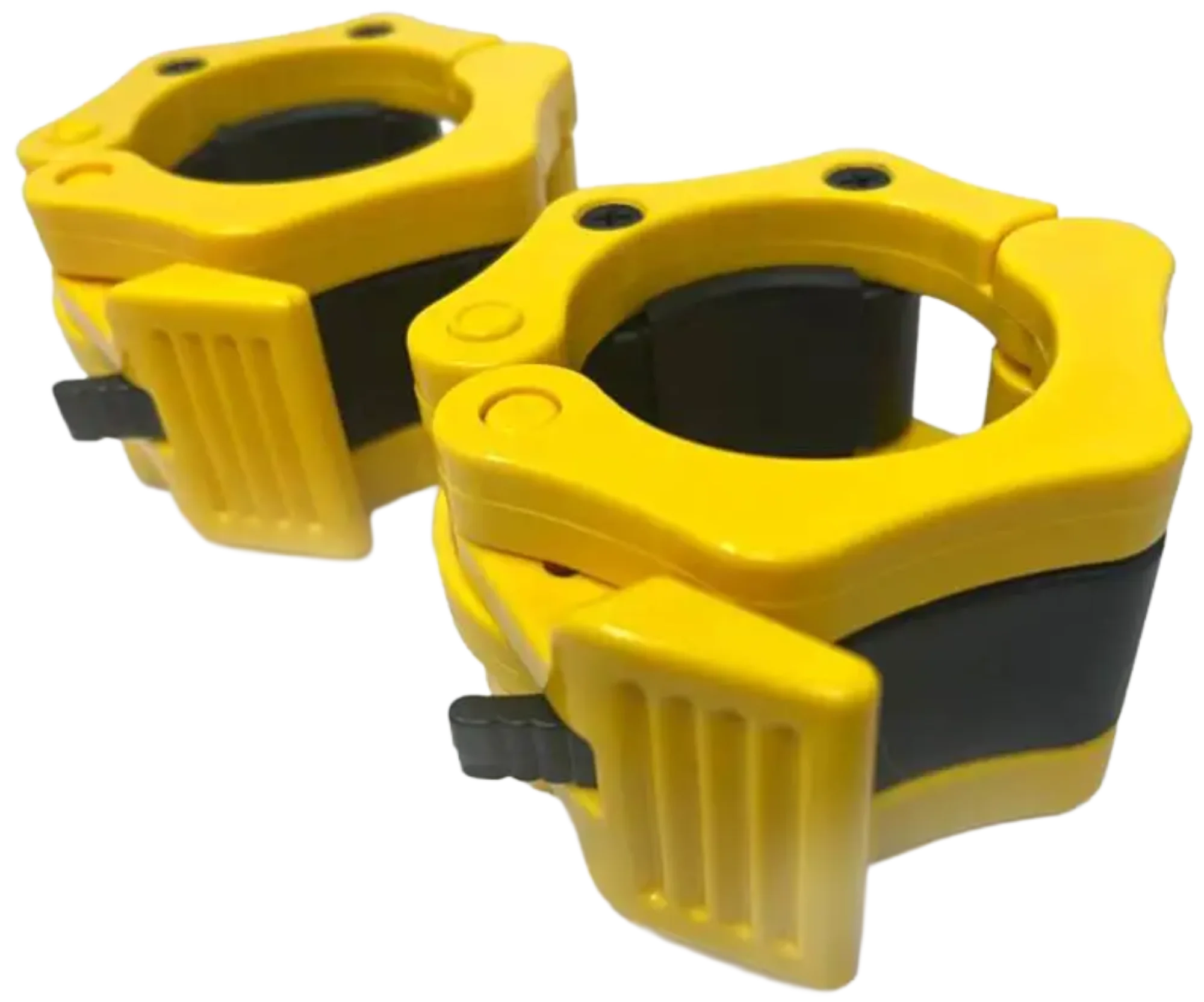 French Fitness Yellow ABS Olympic Jaw Lock Collars / Clamps (Pair) (New)