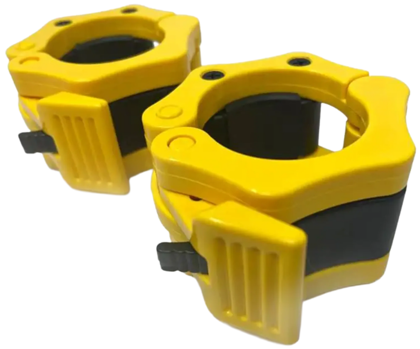 French Fitness Yellow ABS Olympic Jaw Lock Collars / Clamps (Pair) (New)
