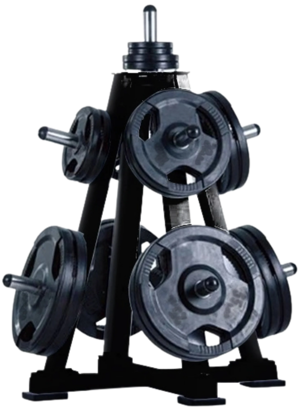 French Fitness OWT30 Olympic Weight Tree Storage Rack - Angled View