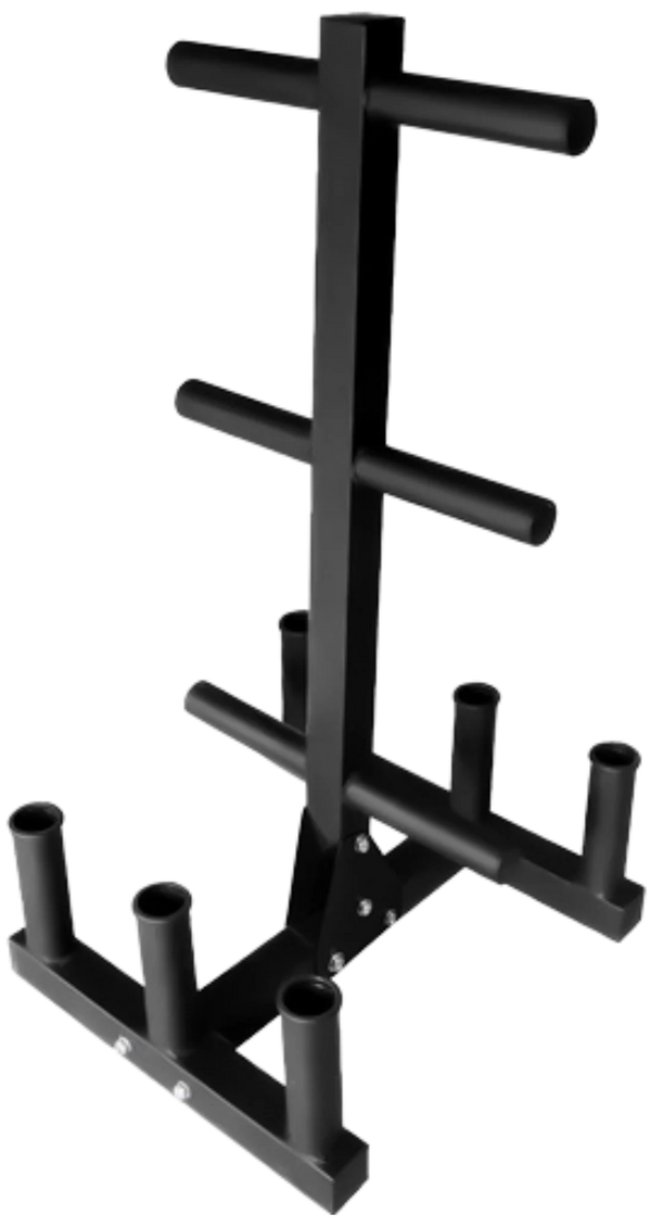 French Fitness Olympic Weight Plate Tree Rack & Bar Holder - Close-Up View