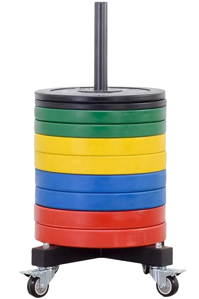 French Fitness Portable Bumper Plate Stacker Rack w/Wheels (New)