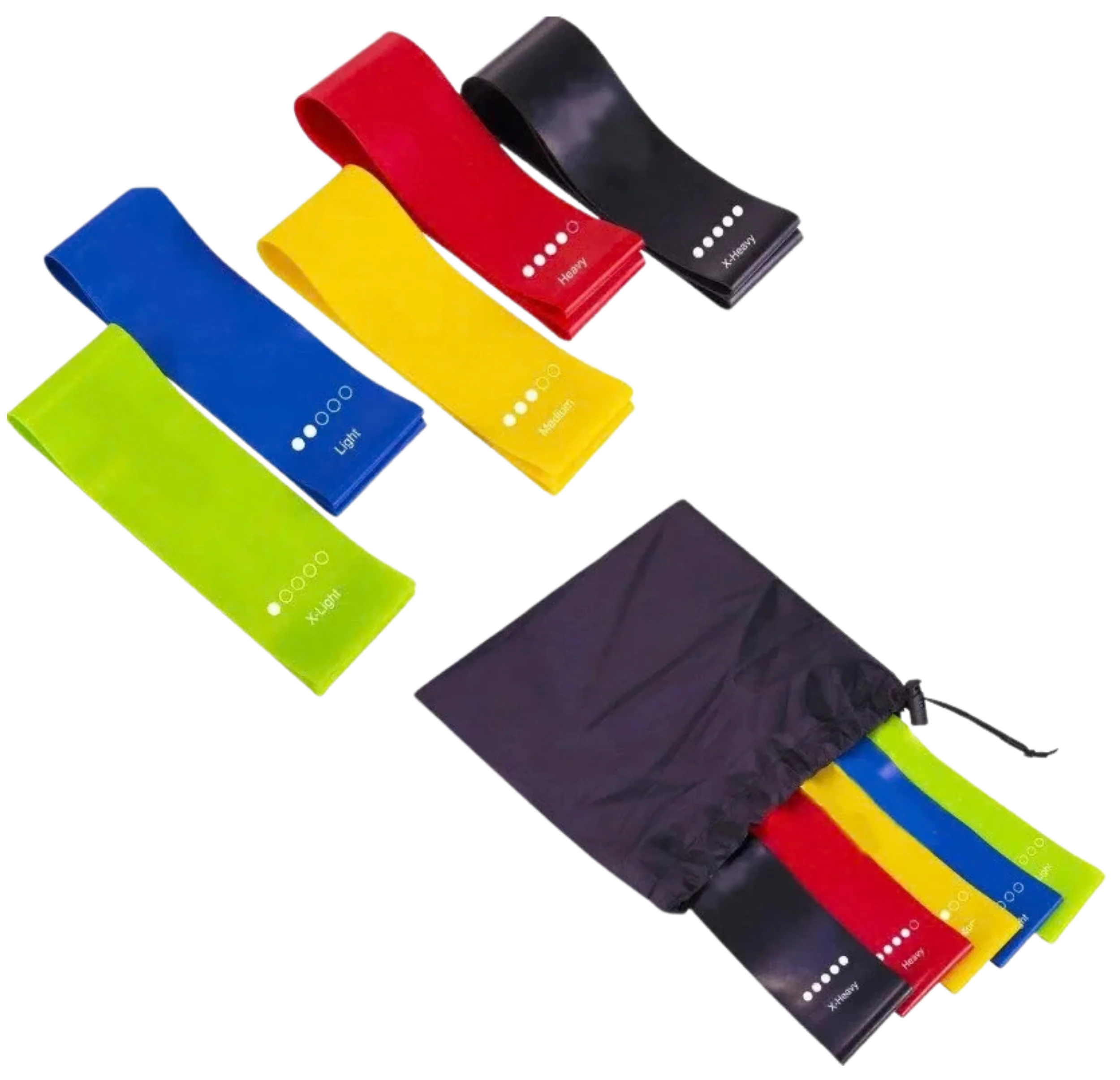 Mini Resistance Bands Exercise Loops 600mm x 50mm, Set of 5 French Fitness - Top View