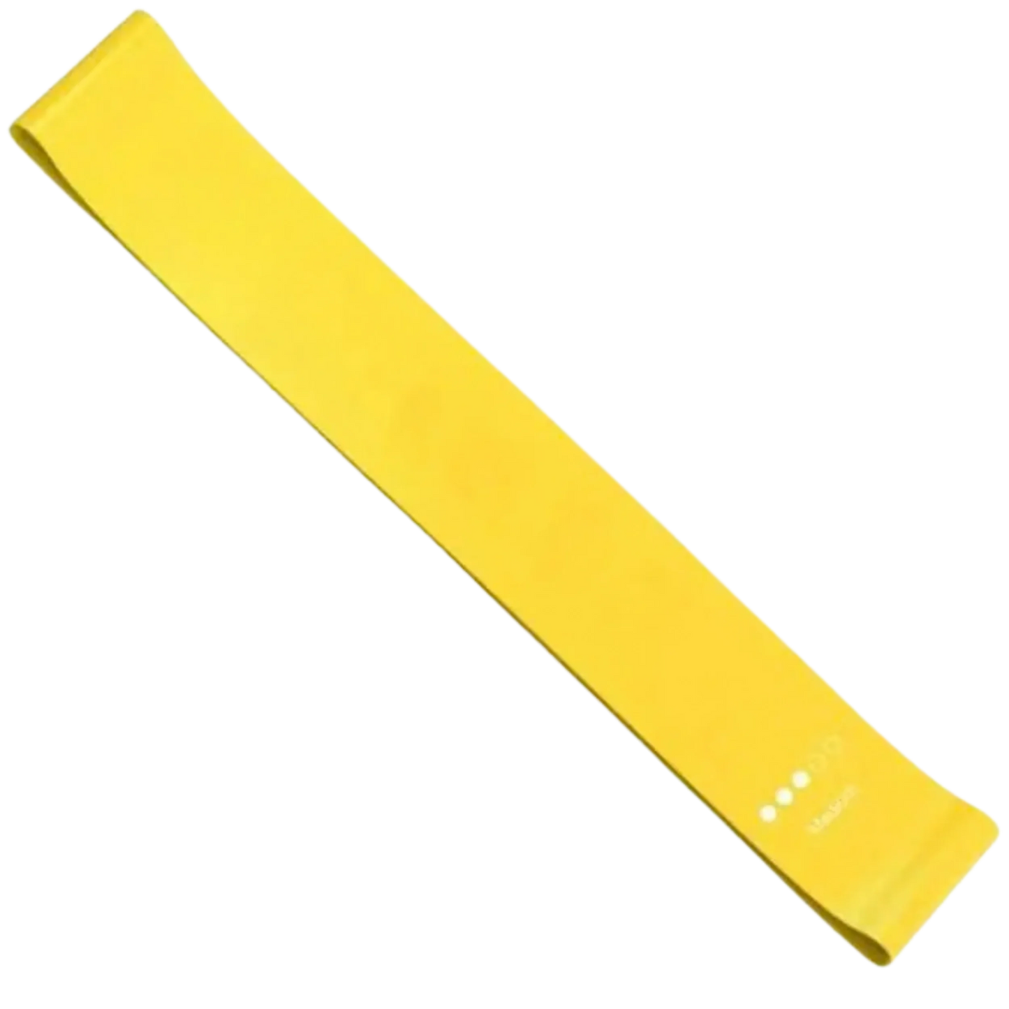 Mini Resistance Bands Exercise Loop 600mm x 50mm - Yellow (15-20 lbs) French Fitness - Angled View