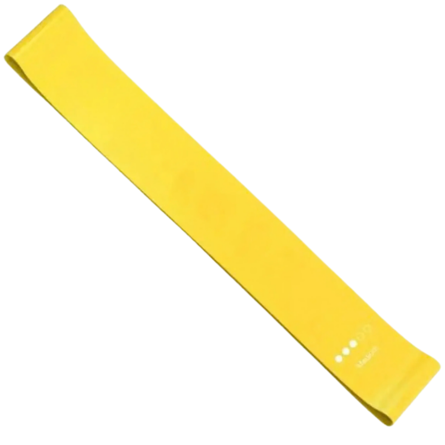 Mini Resistance Bands Exercise Loop 600mm x 50mm - Yellow (15-20 lbs) French Fitness - Angled View