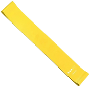 Mini Resistance Bands Exercise Loop 600mm x 50mm - Yellow (15-20 lbs) French Fitness - Angled View