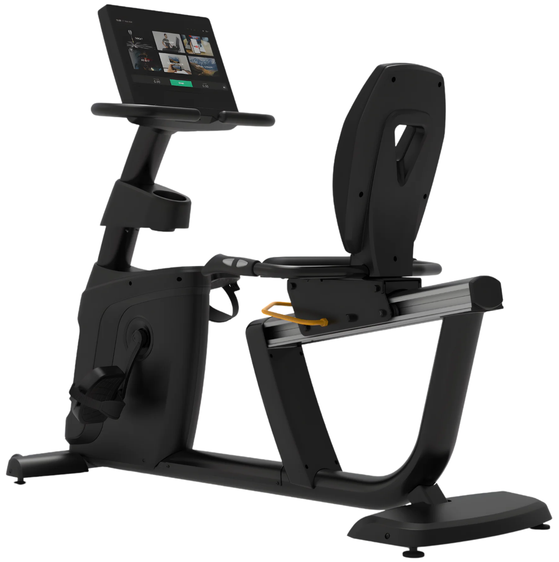French Fitness RB620T Recumbent Bike w/15" Touch Console (New) - Angled view