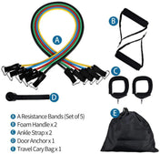 Resistance Band Set, 5 Pack (10lb/15lb/20lb/25lb/30lb) French Fitness - Infographics