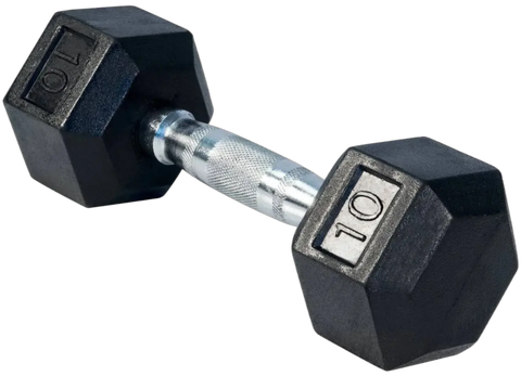 French Fitness Rubber Coated Hex Dumbbell 10 lbs - Single (New)