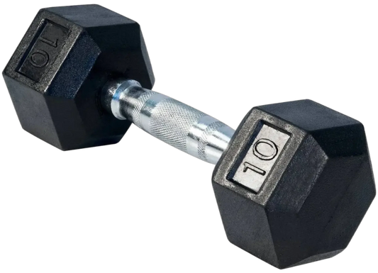 French Fitness Rubber Coated Hex Dumbbell 10 lbs - Single (New)
