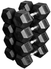 French Fitness Rubber Coated Hex Dumbbell Set 105-120 lbs (New) Image