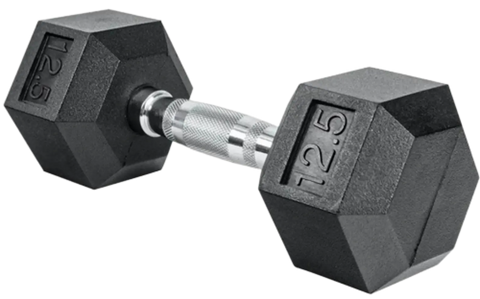 French Fitness Rubber Coated Hex Dumbbell 12.5 lbs - Single (New)