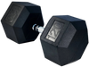 French Fitness Rubber Coated Hex Dumbbell 120 lbs - Single (New)