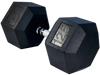 French Fitness Rubber Coated Hex Dumbbell 125 lbs - Single (New)