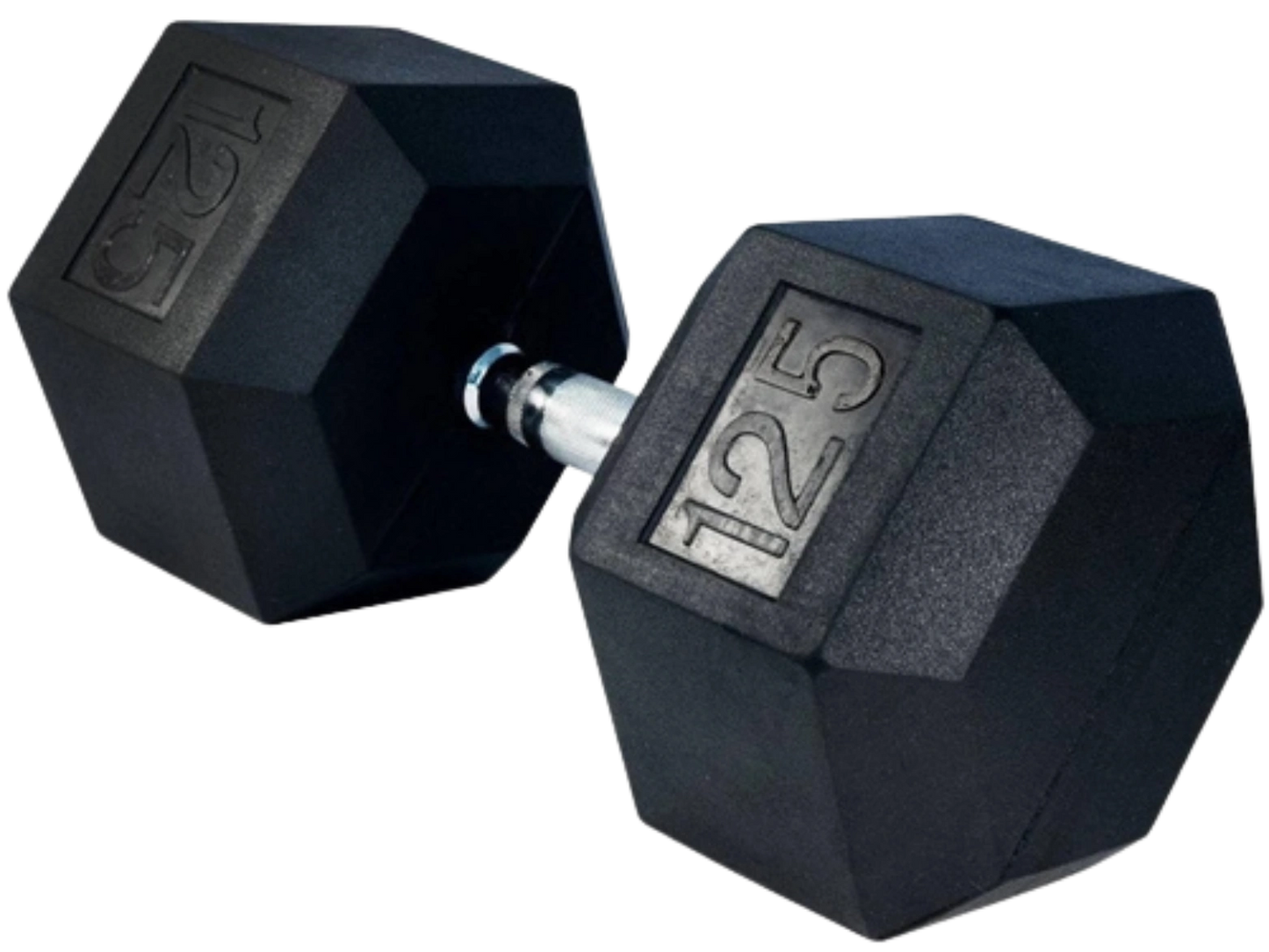 French Fitness Rubber Coated Hex Dumbbell 125 lbs - Single (New)