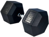 French Fitness Rubber Coated Hex Dumbbell 130 lbs - Single (New)