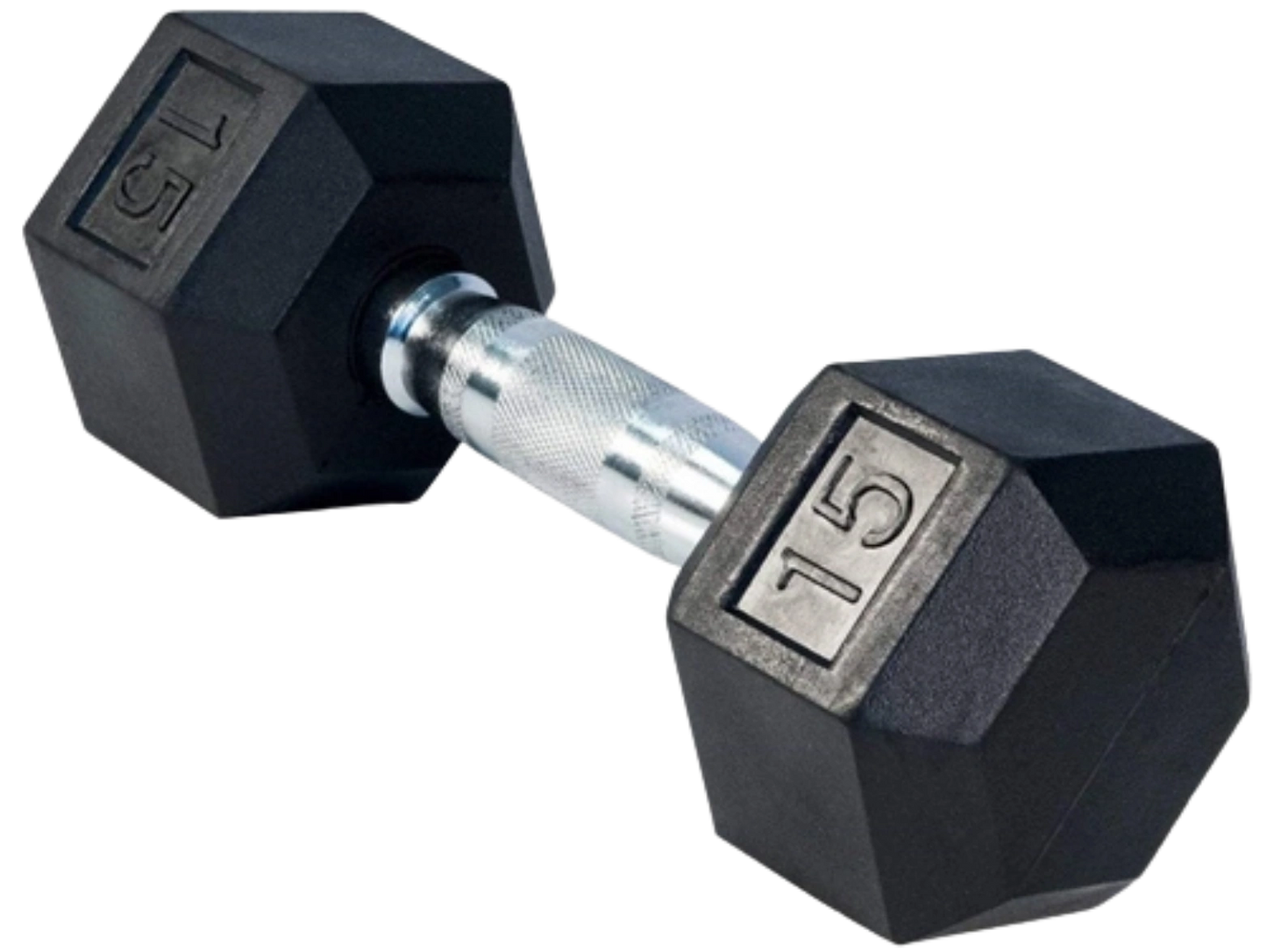 French Fitness Rubber Coated Hex Dumbbell 15 lbs - Single (New)