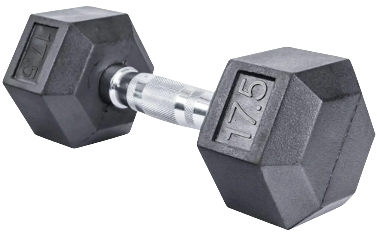French Fitness Rubber Coated Hex Dumbbell 17.5 lbs - Single (New)
