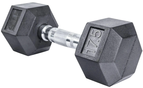 French Fitness Rubber Coated Hex Dumbbell 17.5 lbs - Single (New)