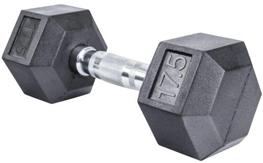 French Fitness Rubber Coated Hex Dumbbell 17.5 lbs - Single (New)