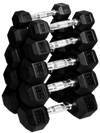 French Fitness Rubber Coated Hex Dumbbell Set 2.5-22.5 lbs - 5 Pair (New) Image