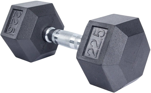 French Fitness Rubber Coated Hex Dumbbell Set 2.5-25 lbs - 10 Pair  (New)