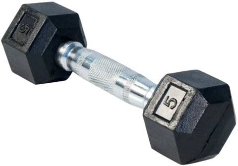 French Fitness Rubber Coated Hex Dumbbell Set 2.5-25 lbs - 10 Pair  (New)