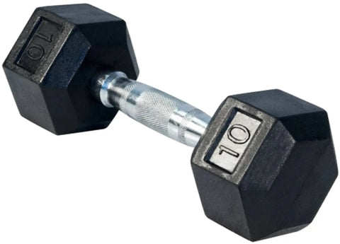 French Fitness Rubber Coated Hex Dumbbell Set 2.5-25 lbs - 10 Pair  (New)
