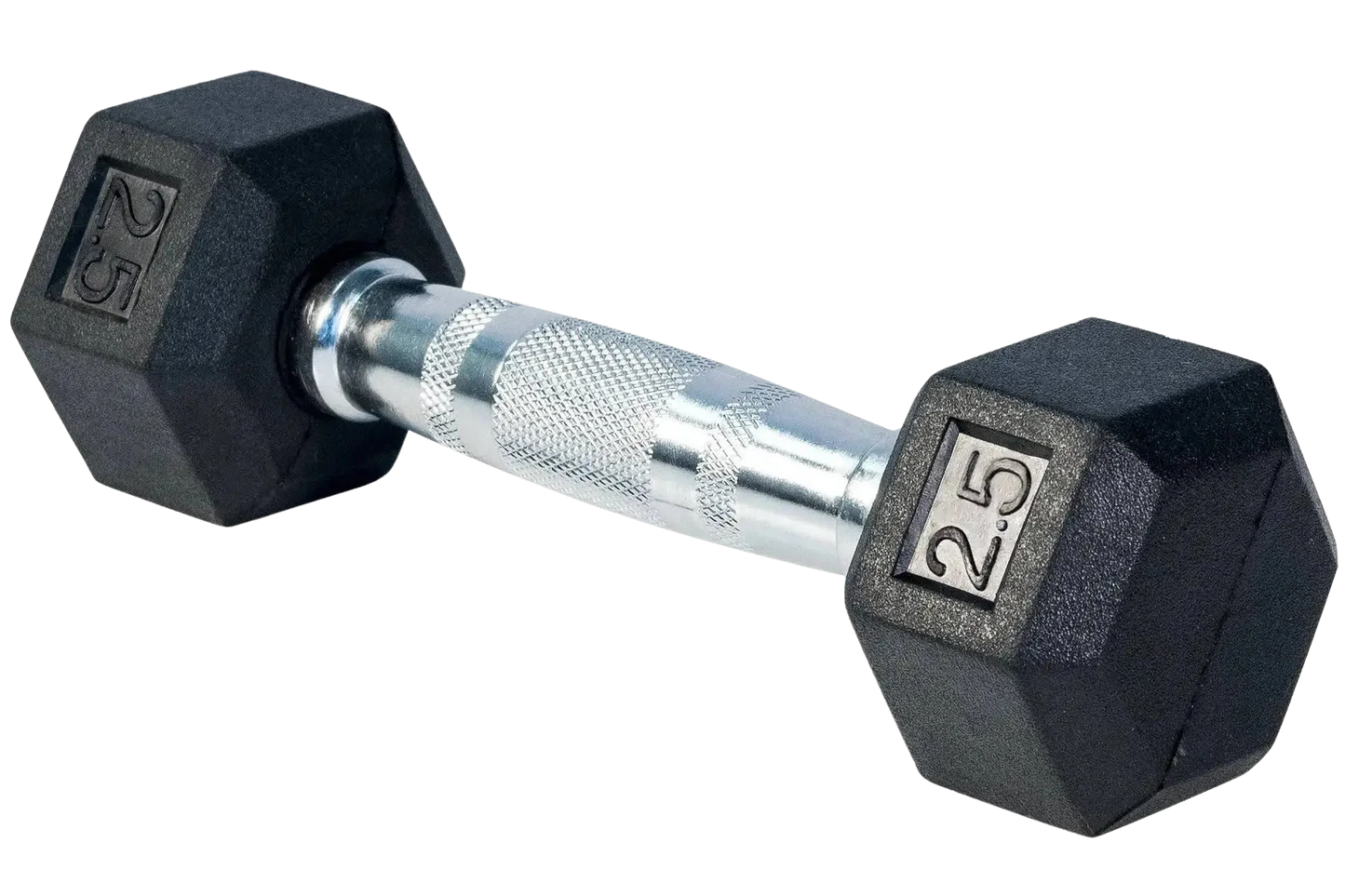 Rubber Coated Hex Dumbbells French Fitness - Angled VIew