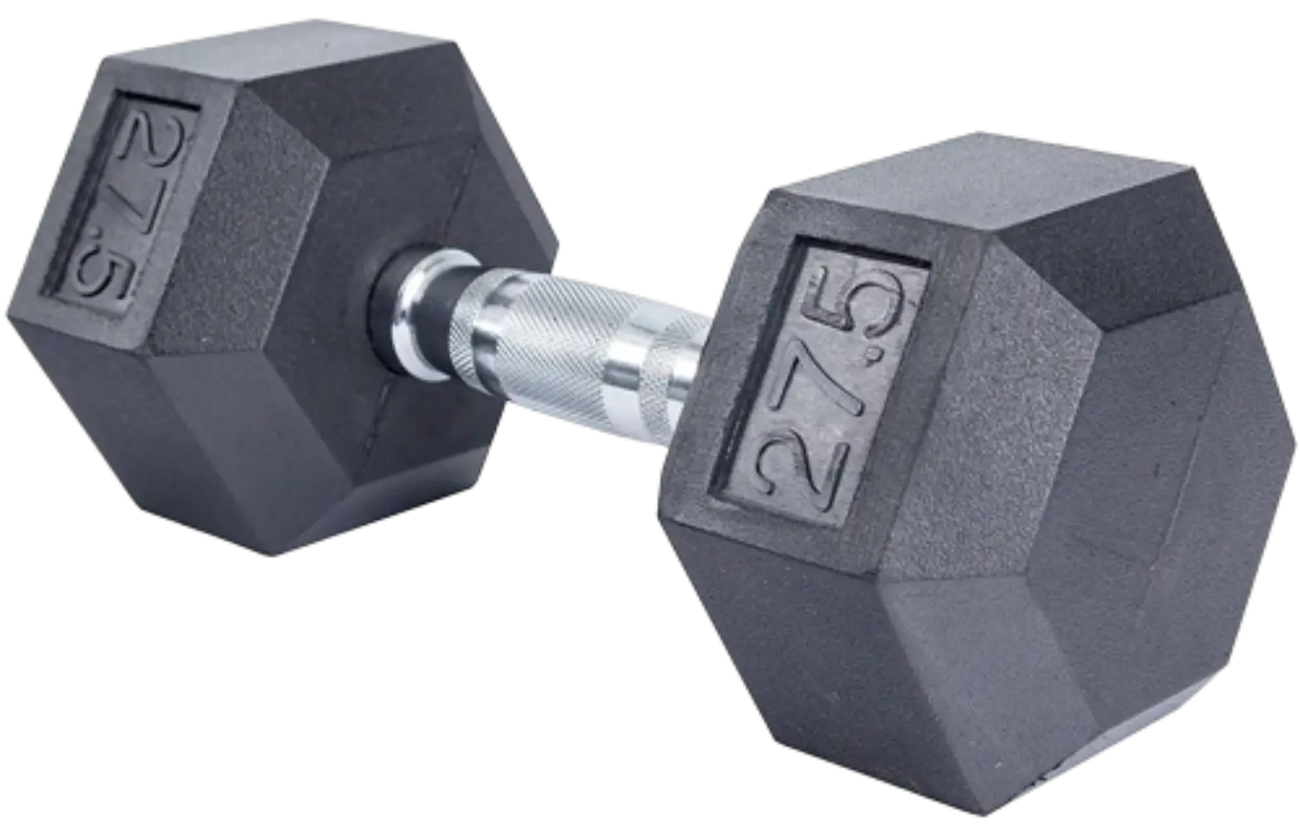 French Fitness Rubber Coated Hex Dumbbell 27.5 lbs - Single (New)