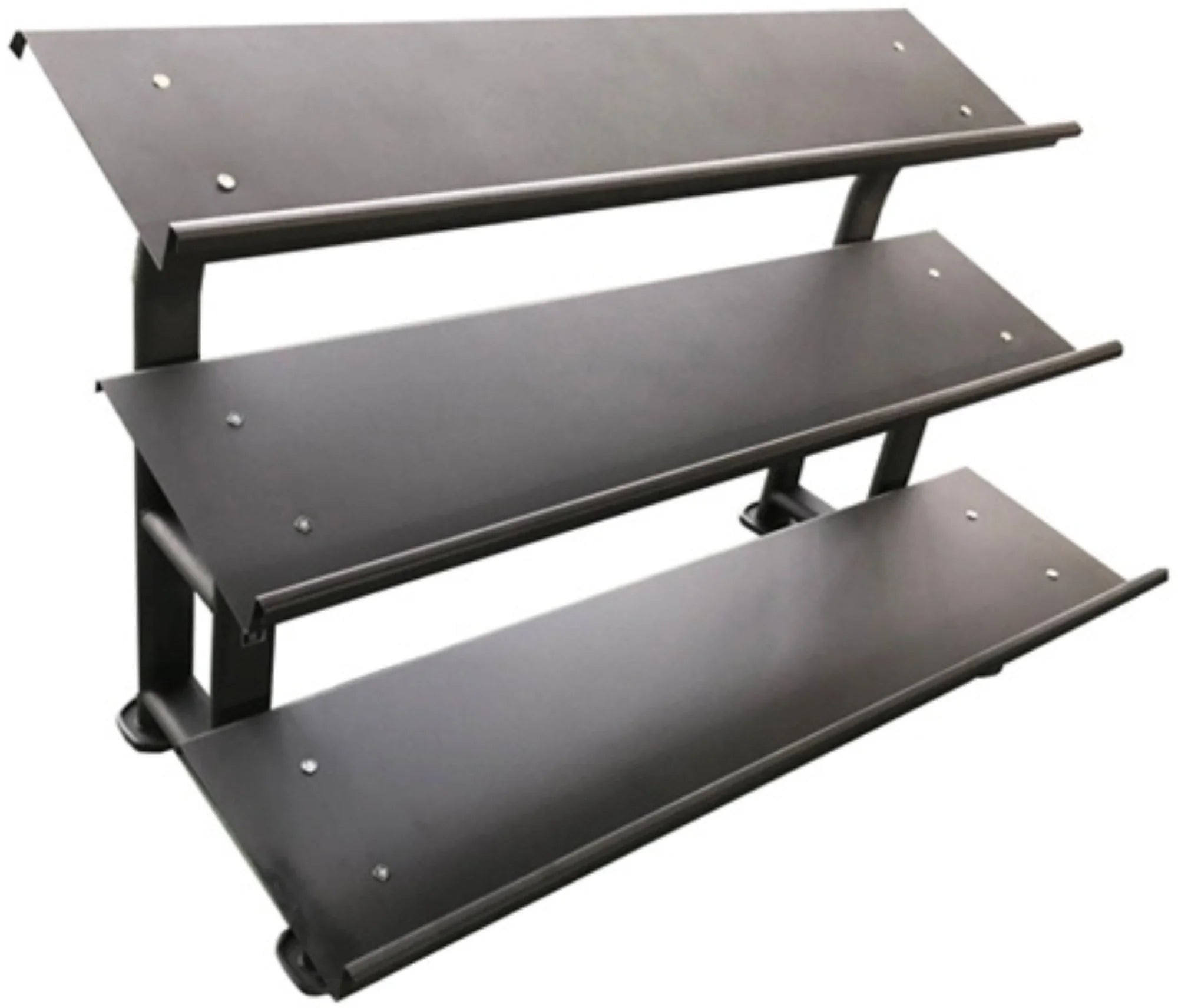 French Fitness Rubber Hex Dumbbell Set 5 to 100 lbs w/Bench + (2) 3 Tier Dumbbell Racks (New)