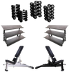 French Fitness Rubber Hex Dumbbell Set 5 to 100 lbs w/Bench + (2) 3 Tier Dumbbell Racks (New)