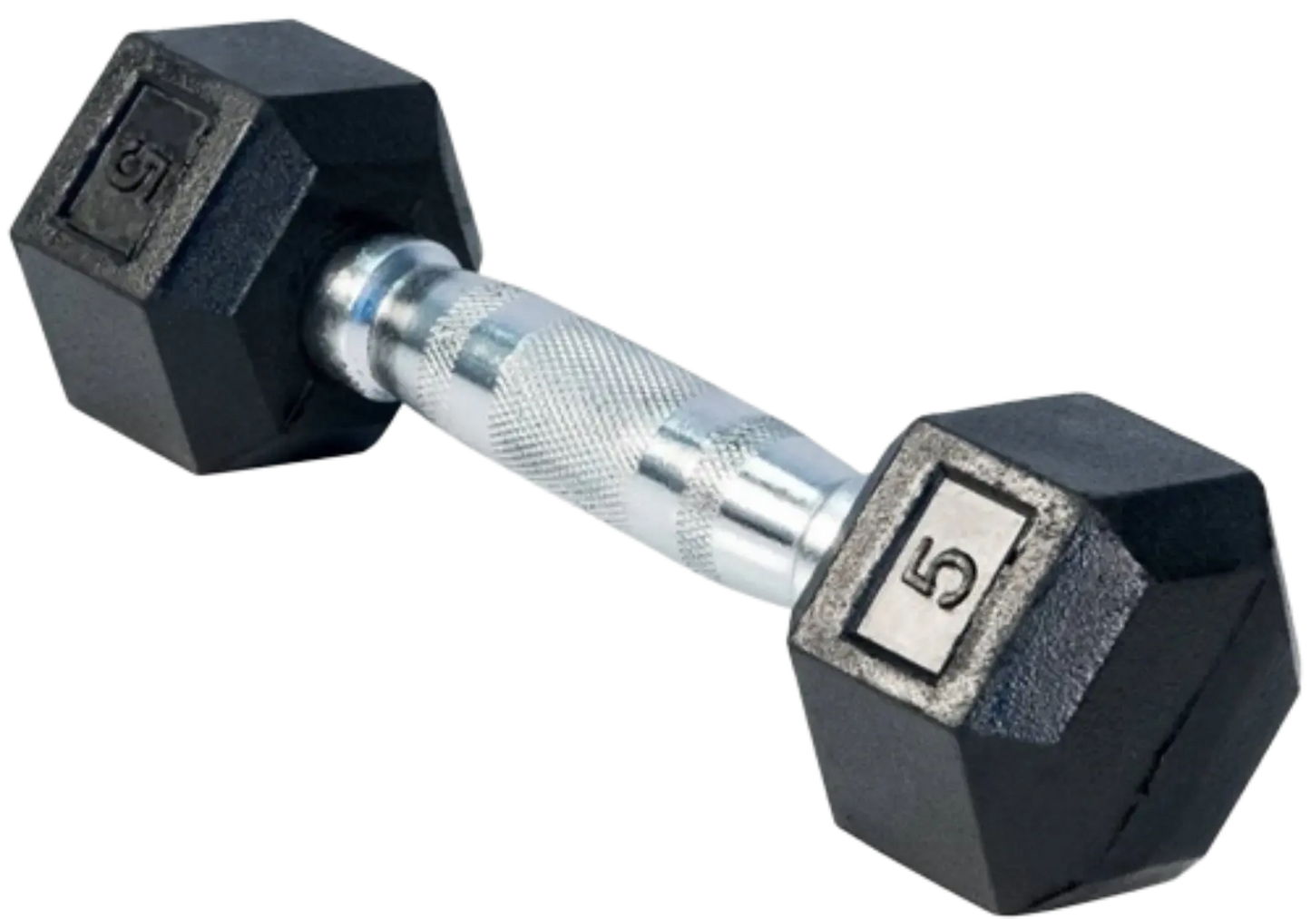 French Fitness Rubber Coated Hex Dumbbell 5 lbs - Single (New)