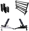French Fitness Rubber Hex Dumbbell Set 5 to 50 lbs w/Bench + Rack (New) Image