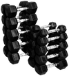 French Fitness Rubber Coated Hex Dumbbell Set 5-50 lbs - Angled View