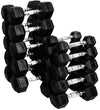 French Fitness Rubber Coated Hex Dumbbell Set 5-70 lbs w/Rack (New) Image 2