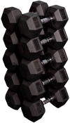 French Fitness Rubber Coated Hex Dumbbell Set 55-75 lbs (New)