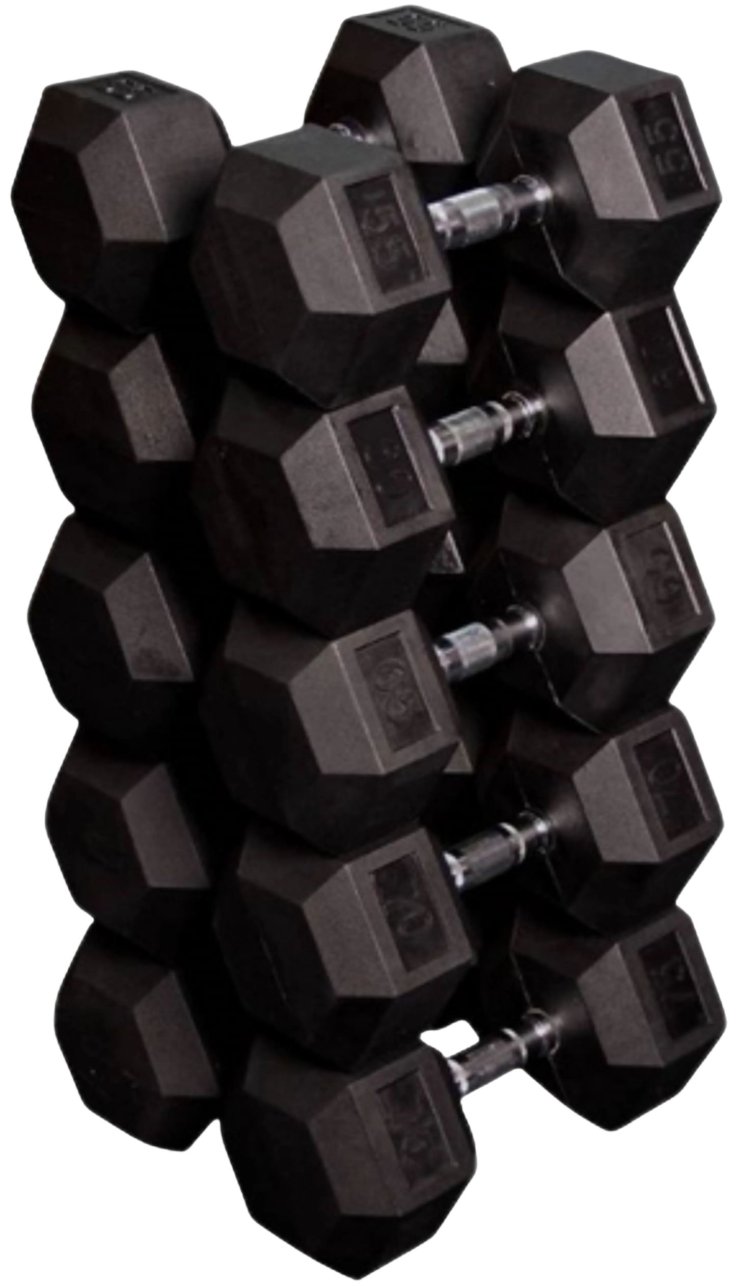 French Fitness Rubber Coated Hex Dumbbell Set 55-75 lbs (New)