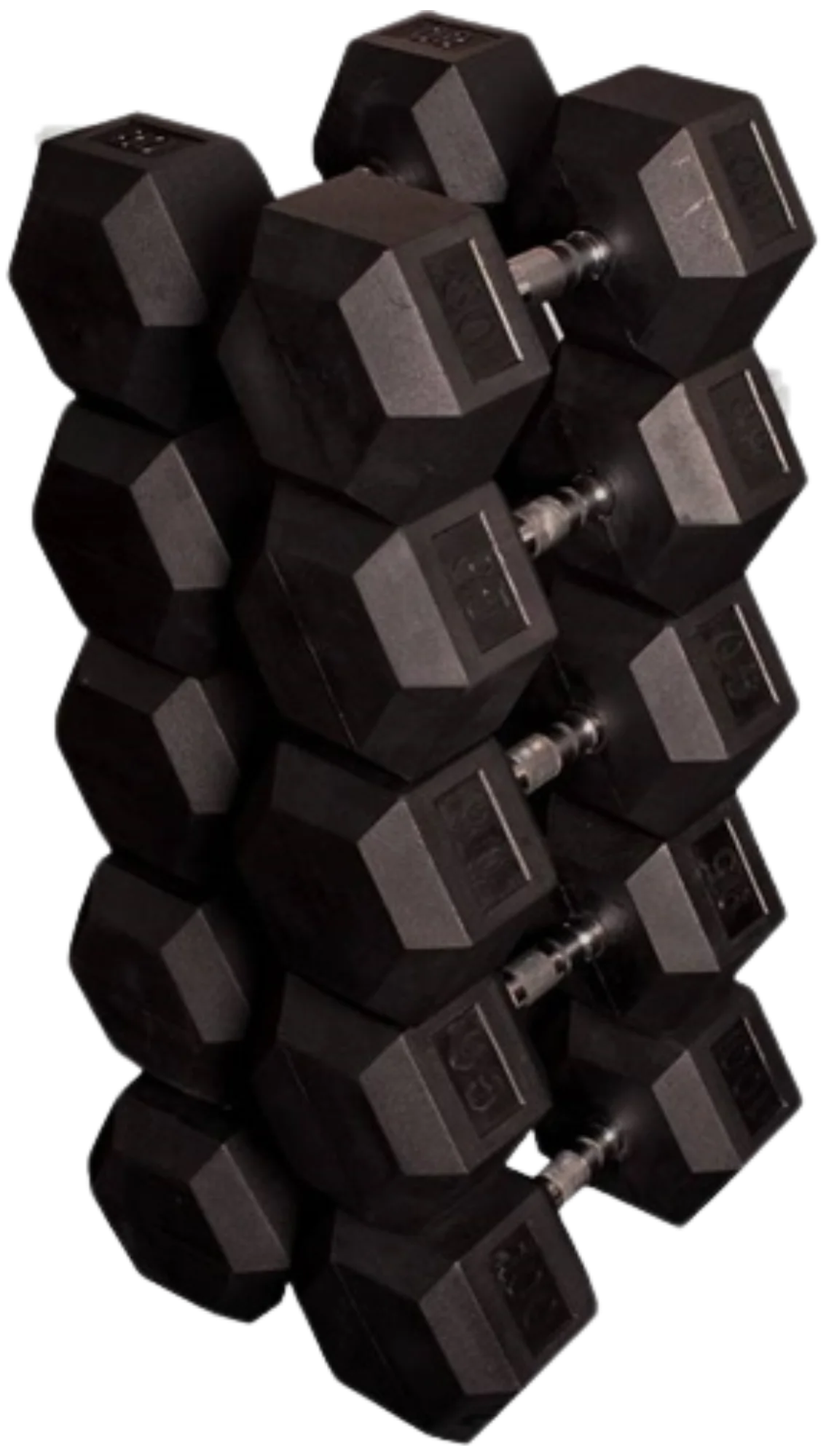 French Fitness Rubber Coated Hex Dumbbell Set 80-100 lbs (New) Image