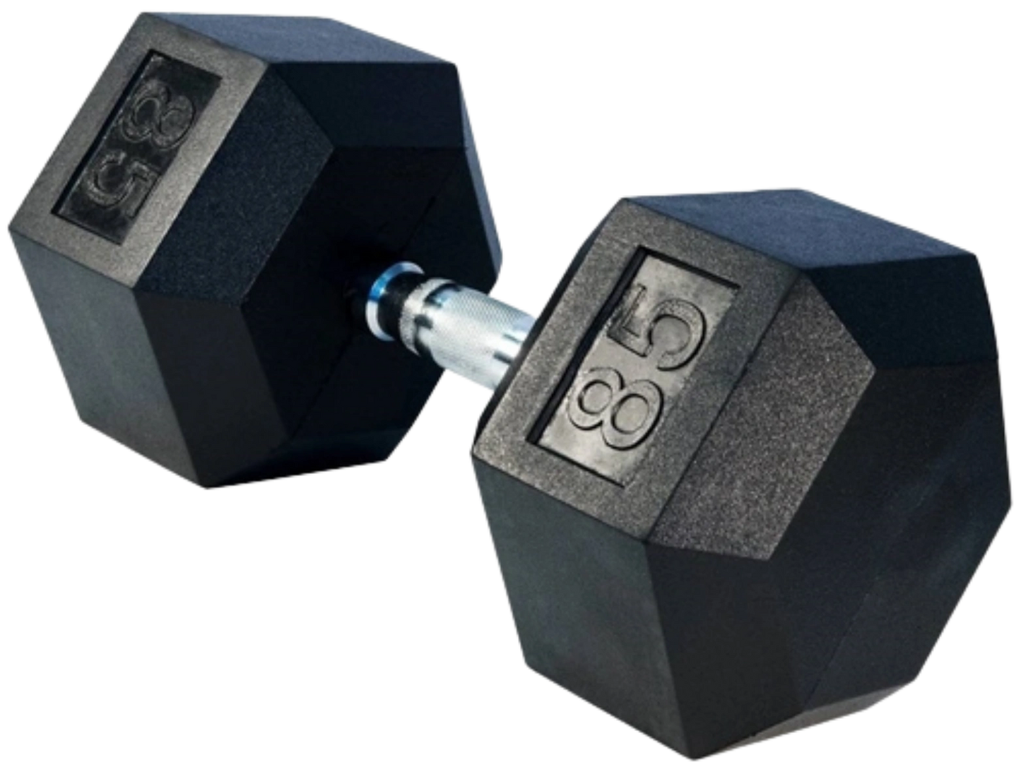 French Fitness Rubber Coated Hex Dumbbell 85 lbs - Single  (New)