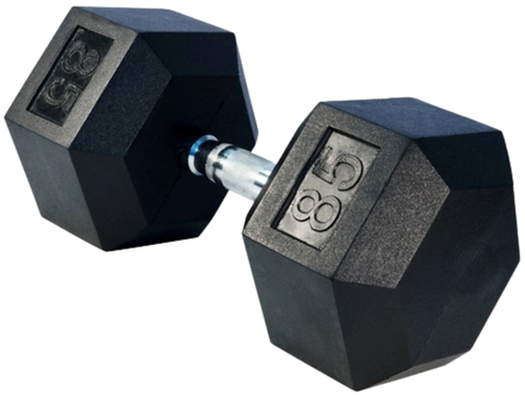 French Fitness Rubber Coated Hex Dumbbell 85 lbs - Single  (New)