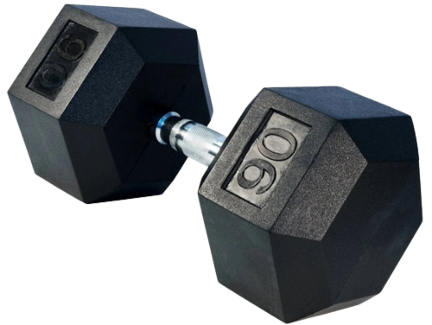 French Fitness Rubber Coated Hex Dumbbell 90 lbs - Single (New)