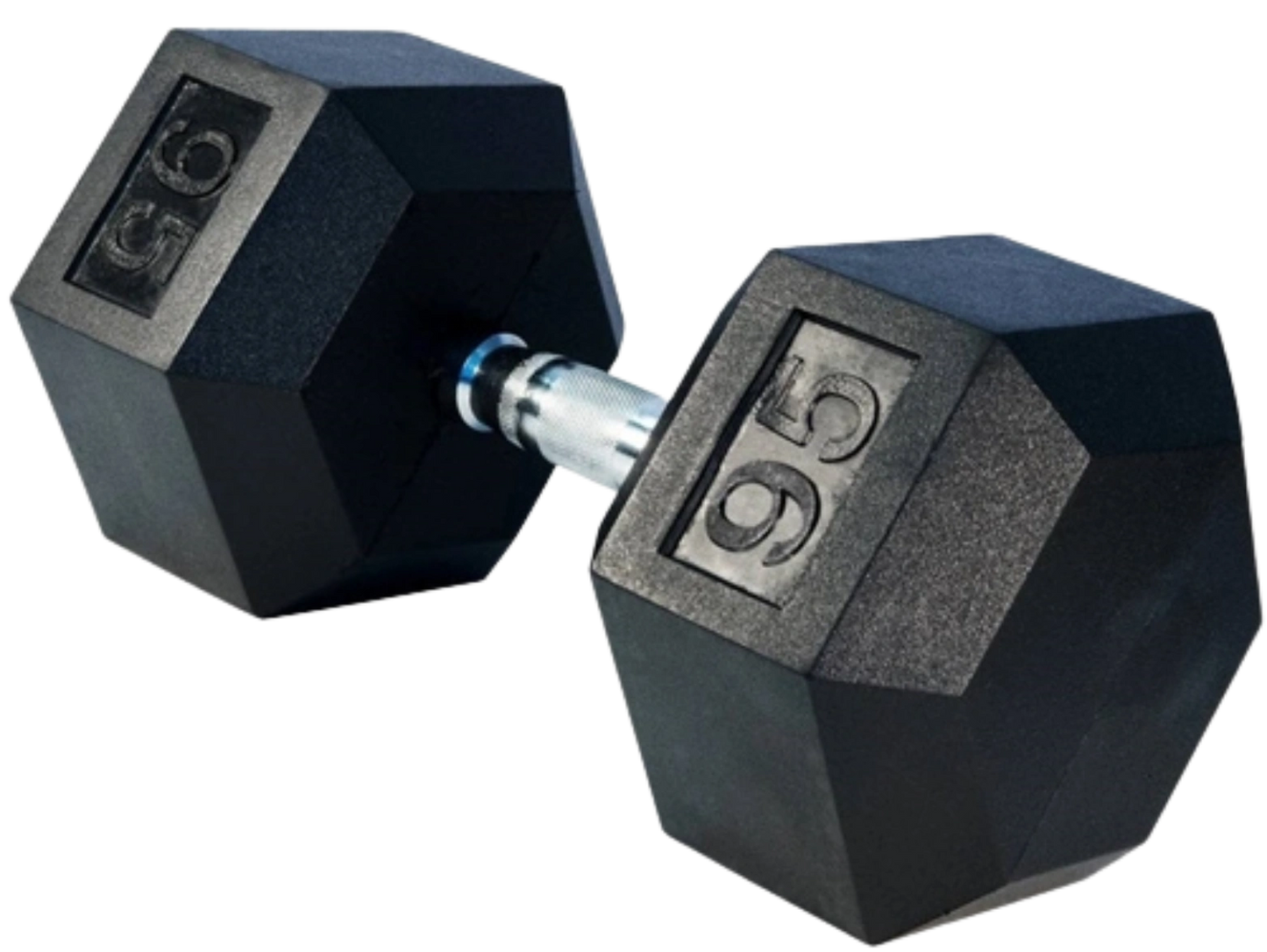 French Fitness Rubber Coated Hex Dumbbell 95 lbs - Single (New)