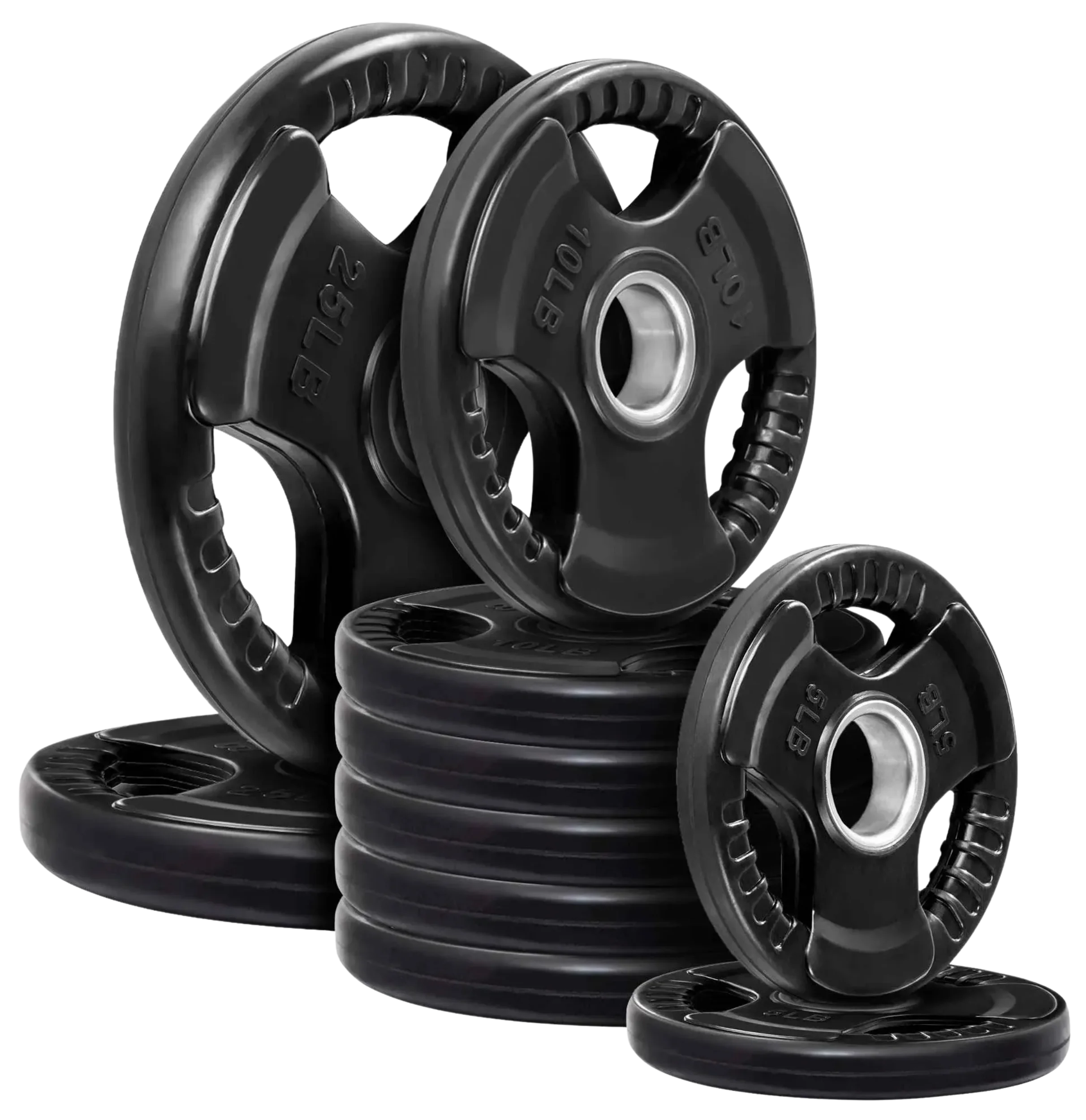 French Fitness Rubber Grip Olympic Weight Plate Set 120 lbs (New)