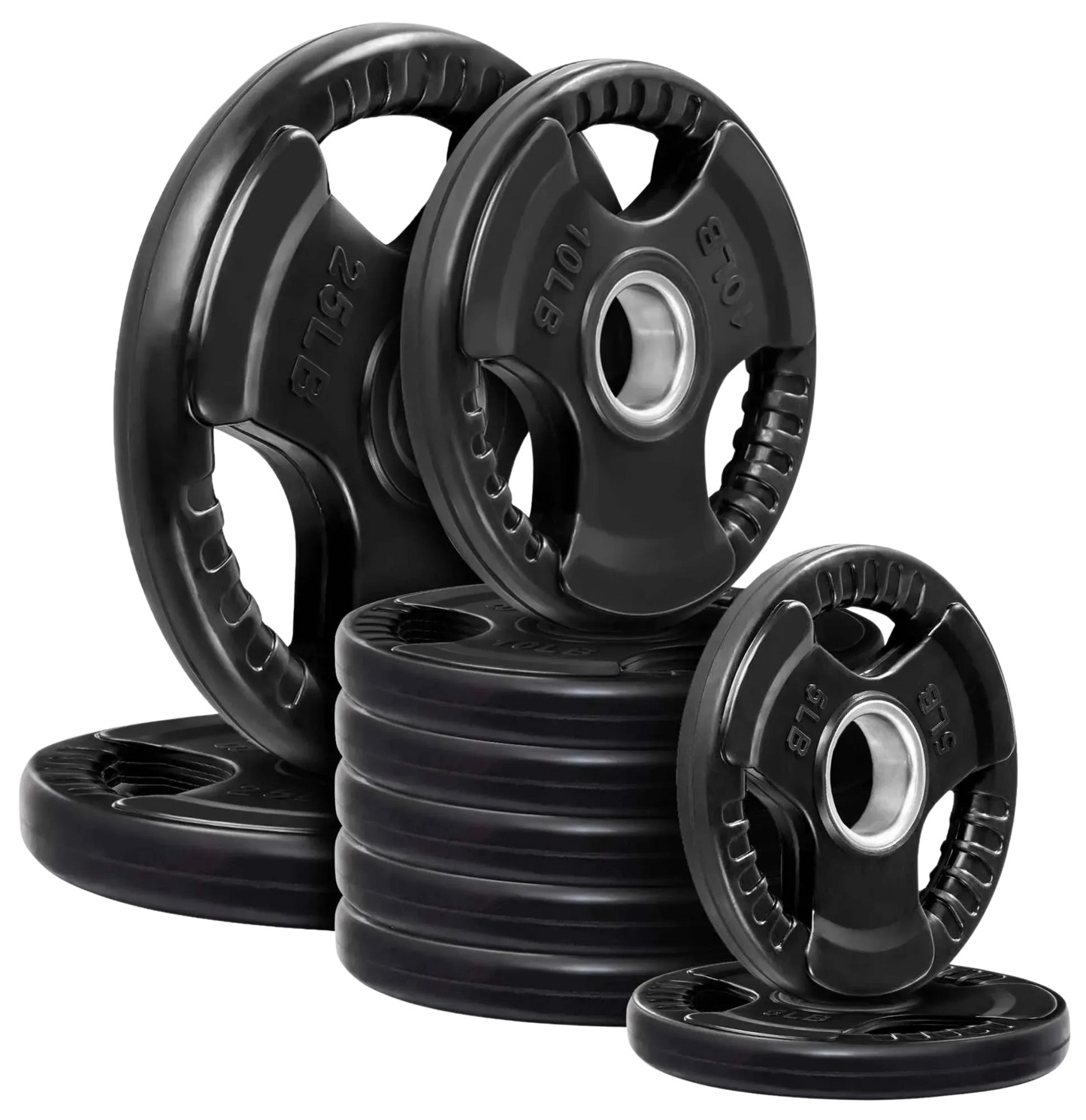 French Fitness Rubber Grip Olympic Weight Plate Set 120 lbs (New)