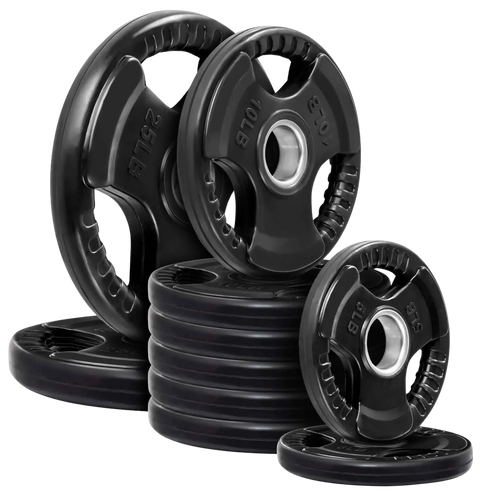 French Fitness Rubber Grip Olympic Weight Plate Set 120 lbs (New)